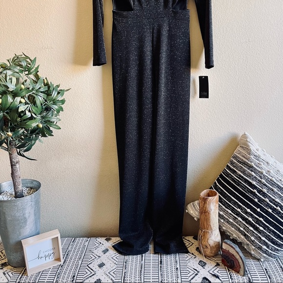 Aidan Mattox NWT Stretch Crepe Side Cut Out Mock Neck Long Sledve Jumpsuit - Picture 8 of 17